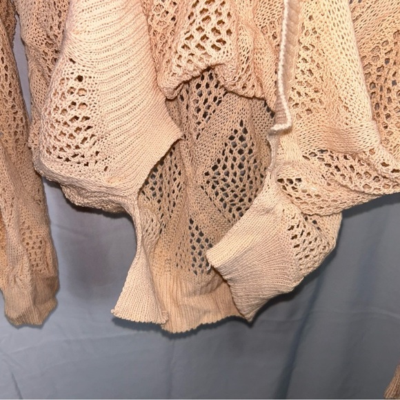 Blu Pepper Sweater Open Crochet Knit U-Scoop Neck Long Sleeve Top Pullover Shirt - Picture 5 of 12